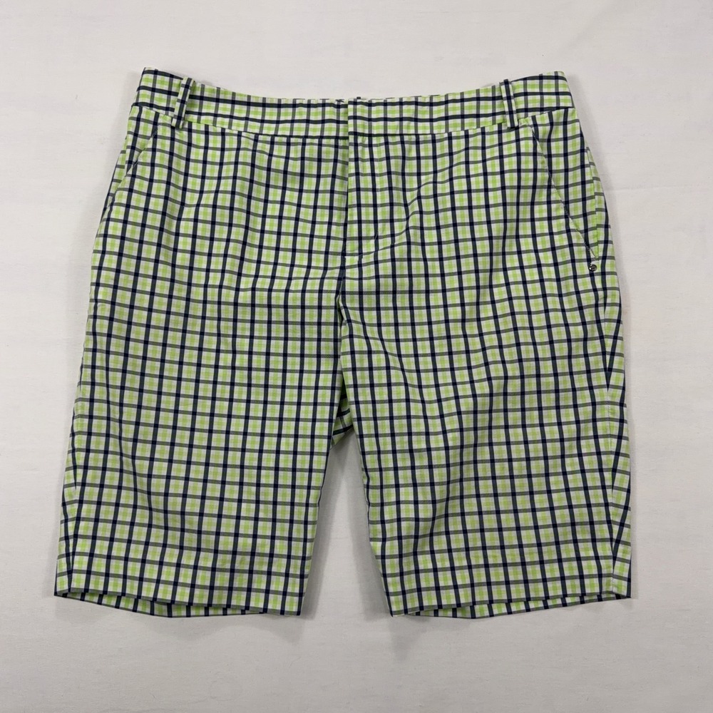 Polo Golf Ralph Lauren Plaid Gingham Bermuda Shorts Size 10 Green Navy Women